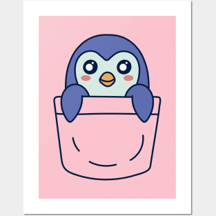 Penguin In Pocket Kawaii Bird Lover Posters and Art